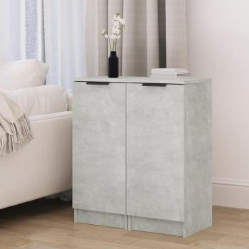 Aparador 2 piezas de hormigón gris y madera multicapa 30x30x70 cm