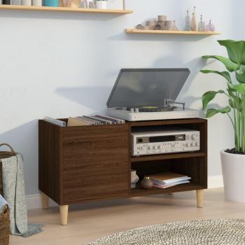Soporte para discos de madera contrachapada de roble marrón, dimensiones 84,5x38x48 cm
