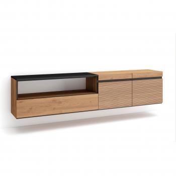 Mueble TV Suspendido Moderno en Roble para Televisores de hasta 80 - 200x45x35cm