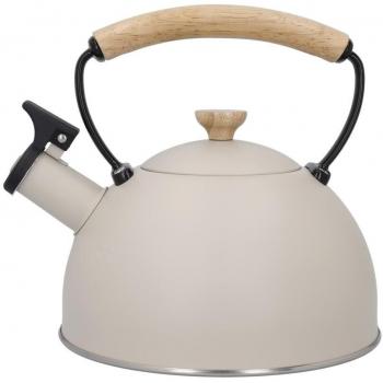 Hervidor de Agua con Mango de Madera, 2,5 L, Acero Inoxidable - Color Crema