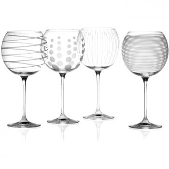Mikasa 5159316 Cheers Set of 4 Crystal Balloon Gin Glasses , Silver