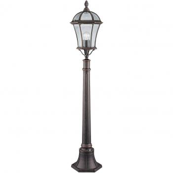 Bolardo luminoso Capri de aluminio, 1 luz, altura 95cm, transparente rústico de cristal marrón