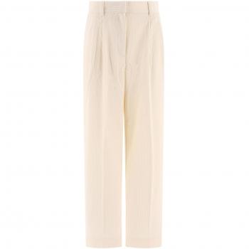 Toteme Women's Ribbed Trousers in White | Size 36 | Color WRB0202 FB0191188