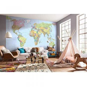 Komar XXL4-038 368 x 248 cm. Mapa mundi, mural de papel, multicolor
