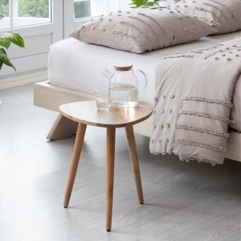 Tora End Table - Natural, 16 in. Triangle Solid Mango Wood End Table with 3-Legs