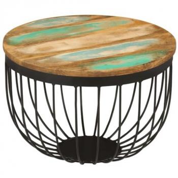 Reclaimed Solid Wood and Steel Coffee Table Ø50x35 cm