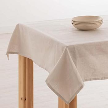 Mantel Antimanchas Lino 100% Light Grey 200x150 cm Hidrófugo de Calidad para Mesa Rectangular Resinado, Multicolor Gris claro
