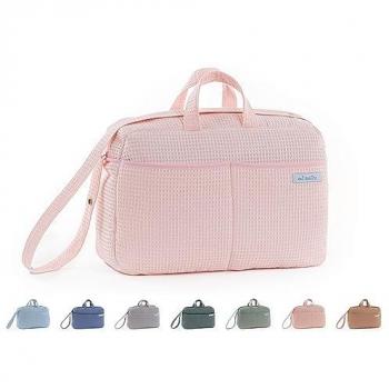 Bolso Cambiador de Pañales Mi Bollito Rosa Claro - Bolsa de Maternidad Organizador Crossbody 15 x 30 x 45 cm, Gran Capacidad, Fabricado en España