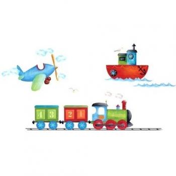Eurographics Deco Sticker - Adhesivo mural, diseño Boats, Planes & Trains, 25 x 35 cm