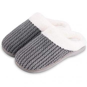 Zapatillas Casa para Mujer CáLido Pantuflas de Memory Foam con Forro de Felpa Cómodas Antideslizante para Interiores y Exteriores