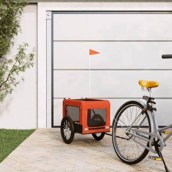 Remolque de bicicleta para mascotas de hierro y tela Oxford naranja y negro