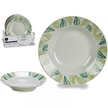 Bigbuy Home S3604494 Plato Hondo Porcelana, Diámetro 20.6 cm