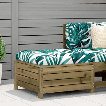 Reposapiés de jardín de madera de pino impregnada, dimensiones 62x63,5x32 cm, color marrón