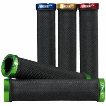 MTB/ATB-Griffe XtasY, schwarz, 135 mm lg., mit grüner Klemmung