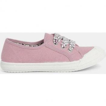 Zapatillas de lona de niña con puntera reforzada y cordones estampados