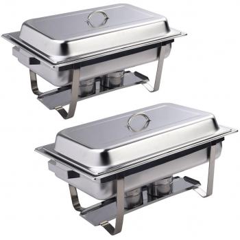 Set 2 Acero Inoxidable plato de frotamiento 9L roce plato bandeja de combustible