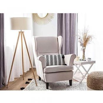 Sillón orejero de poliéster beige claro con reposabrazos enrollados y diseño retro Abson de Beliani