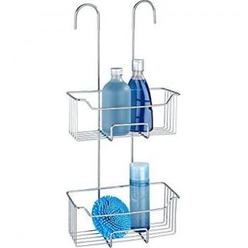Wenko Estante de ducha termostático Milo de acero inoxidable, 2 niveles, estante de ducha para colgar, inoxidable, brillante, 25 x 55 x 14 cm