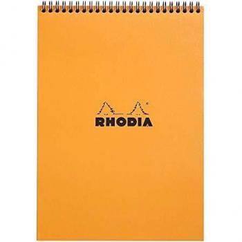 Bloc de notas de espiral RHODIA núm. 18, DIN A4, cuadriculado, naranja - 80 hojas desprendibles, papel Clairefontaine 80g, cubierta de cartón recubierto suave y resistente