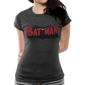 Batman Authentic Logo SK, Camiseta para Mujer, Gris