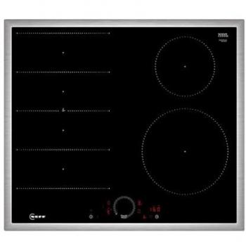 Placa de inducción Neff T66SHE4L0 N70, 60 cm, vitrocerámica autosuficiente, Flex Induction, Twist Touch, Home Connect, color negro/acero inoxidable