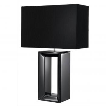 Lámpara de mesa textil Mirror, negro - Lámpara de Escritorio Espejo Negro Vidrio Tela 1 Luz E27