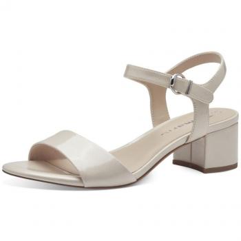 Sandalias Tamaris 28249-179 Mujer Beige Brillante con Tacón Bajo