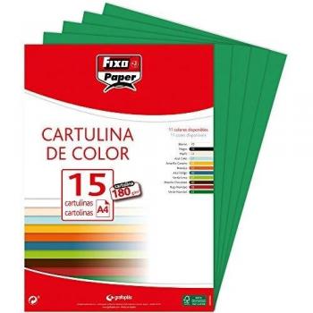 Fixo Paper 11110622 - Paquete de 15 cartulinas color verde oscuro, A4, 180g/m²