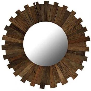 vidaXL Espejo Redondo de Pared Decoración Hogar Casa Adorno Colgar Madera Maciza Reciclada 70 cm