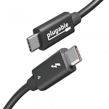 Plugable Technologies Thunderbolt 4 Cable with 240W Charging, Thunderbolt Certified, 3.3 Feet (1M), 1x 8K Display, 40 Gbps, Compatible with USB4, Thunderbolt 3,