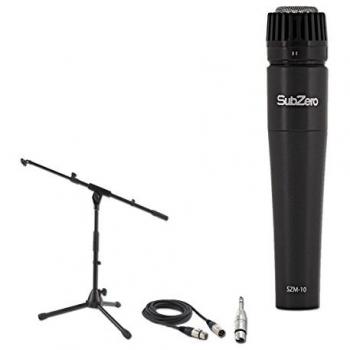 Micrófono Dinámico de Instrumento SubZero SZM-10 con Cable y Soporte Bajo