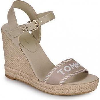 Sandalias de cuña Tommy Hilfiger Seasonal Webbing Wedge para mujer, color beige, modelo FW0FW07088