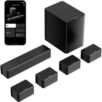 Barra de Sonido ULTIMEA Poseidon D70 7.1 Canal, 410W, Subwoofer Inalámbrico, 4 Altavoces Envolventes, Bluetooth 5.3 y Control por App