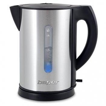 Beper 90.351N Hervidor eléctrico de agua, acero, Negro y gris