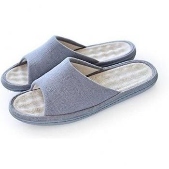 Happy Lily Unisex Slip-on Zapatillas antideslizante?ffnen Toe Sandalias de algodón de lino Mules Humedad absorción Flax Guantes F š ¹ r adultos, gris, 43-44 EU