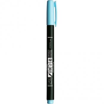 Rotulador caligráfico Tombow Fudenosuke base agua punta elástica azul pastel