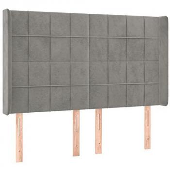 Cabecero con LED de terciopelo gris claro 147x16x118/128 cm