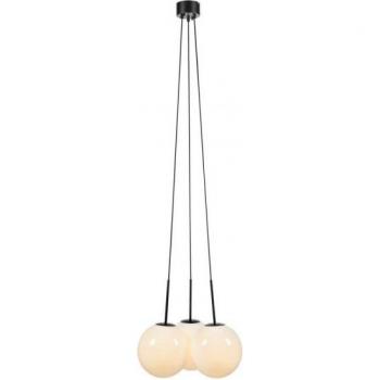 Lámpara colgante Dione metal negro 3 bombillas 45cm, redonda, con globos blanco y negro
