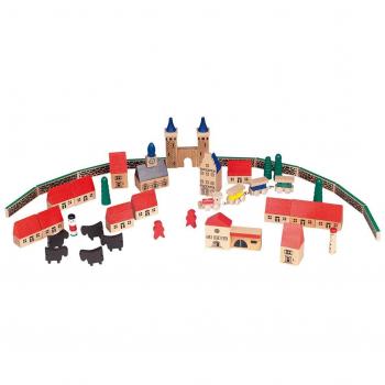 Juego de Construcción Goki - Mi Pequeño Pueblo de 46 Piezas en Caja de Madera