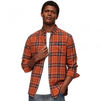 Superdry Long-Sleeved Organic Cotton Lumberjack Shirt in Orange, Size L