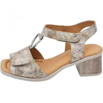 Sandalias de vestir para mujer marca Doctor Cutillas, modelo D`CUTILLAS, color oro, de piel con tacón grueso y punta en pico
