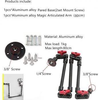 Brazo Articulado Mágico de 32 para Cámara DSLR, Videocámara, Smartphone y Webcam con Abrazadera de Montaje en Pared