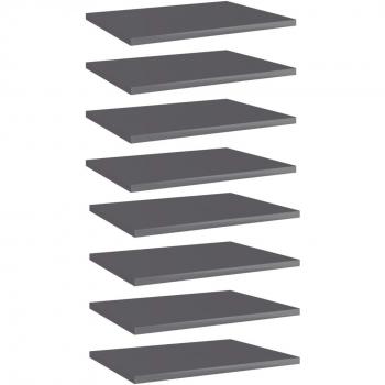 vidaXL Bookshelf Boards 8 pcs High Gloss Grey 40x30x1.5 cm Engineered Wood