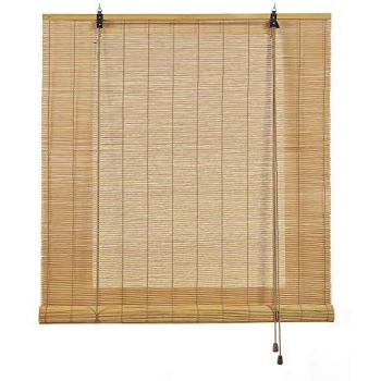 Estor Enrollable de Bambú Natural 100% para Interiores y Terrazas, Color Marrón Claro, 90 x 175 cm - Privacidad Reducida y Protección Solar