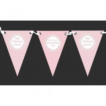 Rosa rayas y bautizo bautismo - triguero personaliseitonline zampe estandarte decoración, rosa, Large