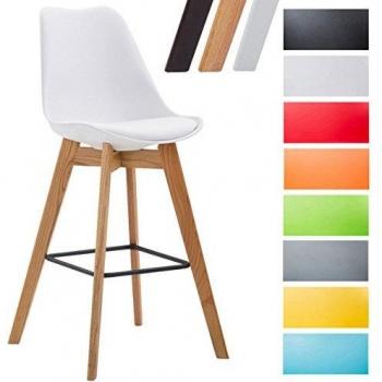 Taburete de Bar Metz con Estructura de Plástico Natural Blanco y Reposapiés, Capacidad Máxima 115 kg