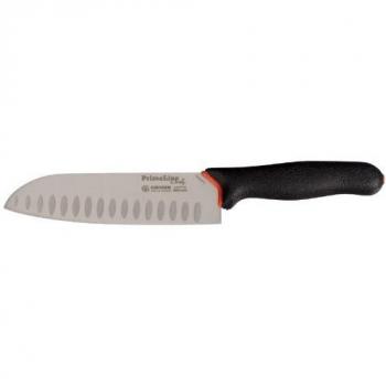 Cuchillo de cocina Santoku PrimeLine Giesser 18 cm con hoja alveolada, negro, antideslizante y resistente al óxido
