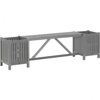 vidaXL Garden Bench with 2 Planters 150cm Solid Acacia Wood Grey