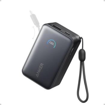 Power Bank Anker Nano 10000 mAh 45W con Cable USB-C Retráctil Negro