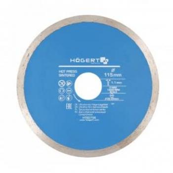 Disco de diamante fino Högert Technik HT6D756, 115 mm, diseñado para cortar baldosas cerámicas y superficies de materiales de construcción